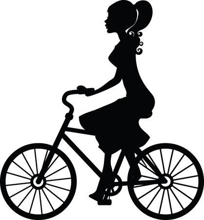Free Clipart Of A woman riding a bicycle