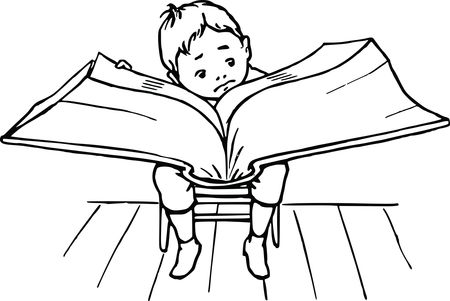Free Clipart Of A boy reading a giant book