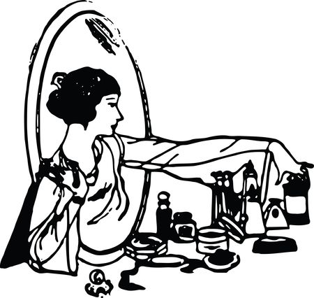 Free Clipart Of A retro woman at a vanity table