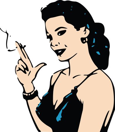 Free Clipart Of A retro woman smoking a cigarette