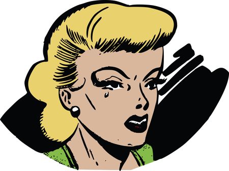 Free Clipart Of A pop art comic styled woman crying