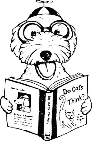 Free Clipart Of A dog reading a book about cats