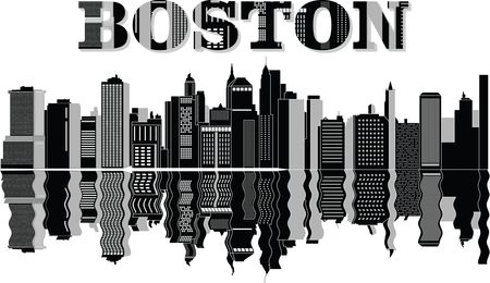 Free Clipart Of A reflecting boston city skyline