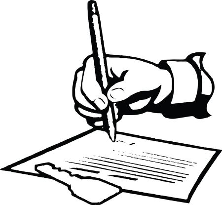 Free Clipart Of A hand signing a lease