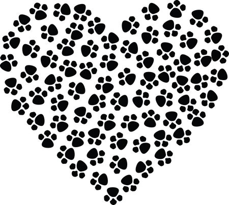 Free Clipart Of A paw print heart