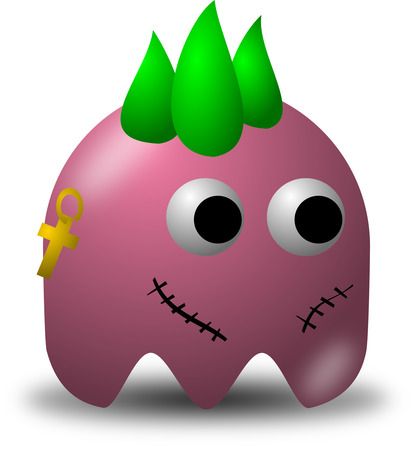Pink Punk Rocker Avatar Character With Green Spikes - Free Vector Clipart Illustration 