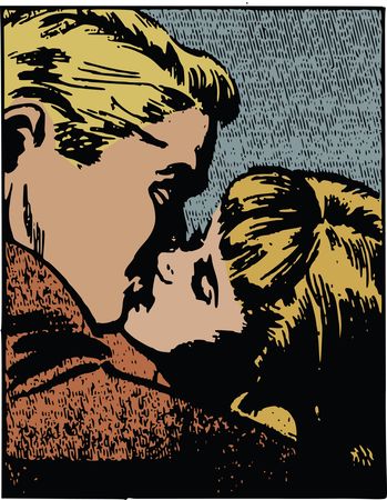 Free Clipart Of A pop art comic styled couple kissing