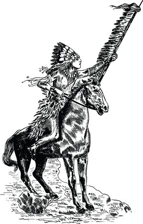 Free Clipart Of A native american man on a horse