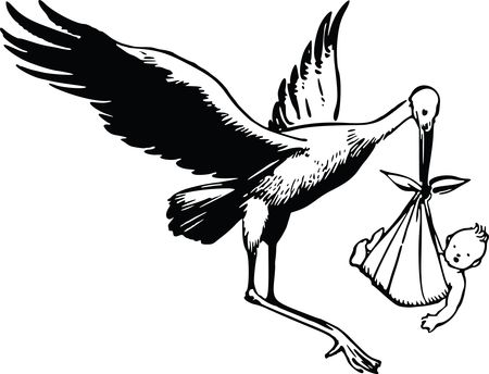 Free Clipart Of A stork and baby