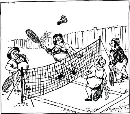 Free Clipart Of A Group of people playing badminton