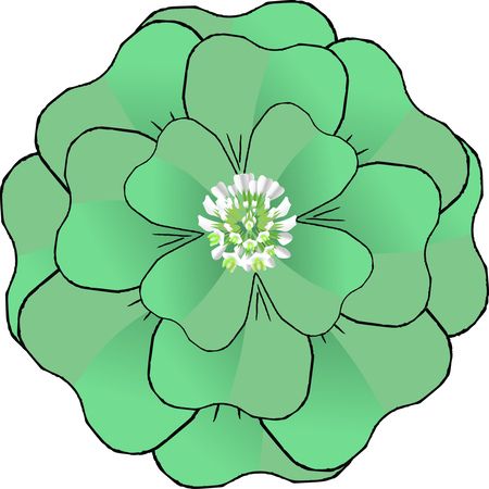 Free Clipart Of A St Patricks Day Green Four Leaf Clover Flower with a Blossom