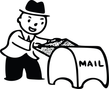 Free Clipart Of A man putting mail in a drop box