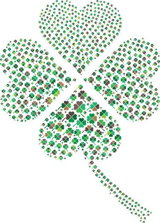 Free Clipart Of A Patterned St Paddys Day Shamrock Four Leaf Clover