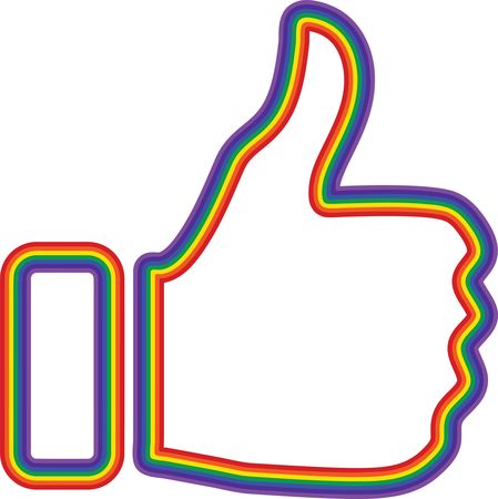 Free Clipart Of a rainbow thumb up
