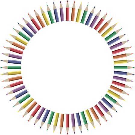 Free Clipart Of a frame of colored pencils