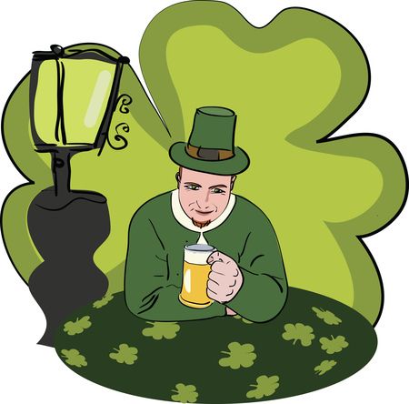 Free Clipart Of A St Patricks Day Man Drinking Beer