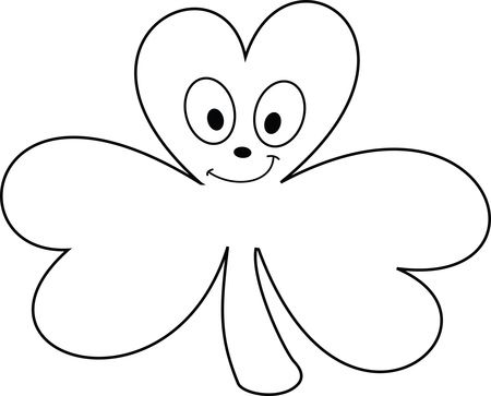 Free Clipart Of A St Paddy's Day Clover Shamrock Character Coloring Page Lineart