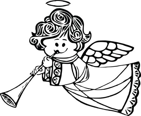 Free Clipart Of a cute angel playing a horn