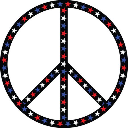 Free Clipart Of A Patriotic American Star Patterned Peace Symbol