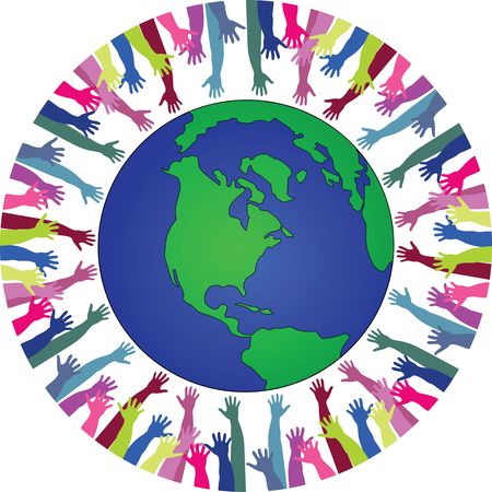 Free Clipart Of A globe encircled with hands