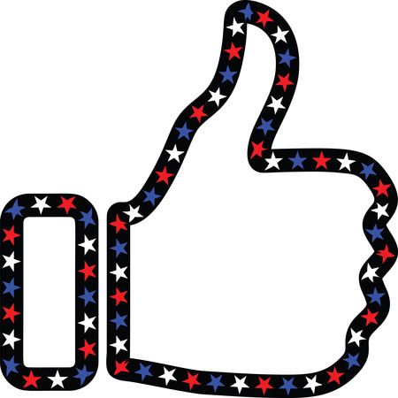 Free Clipart Of A Patriotic American Star Patterned Thumb Up