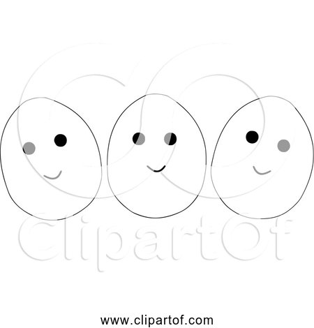 Free Clipart Of Three Happy Eggs With Eyes And Mouth