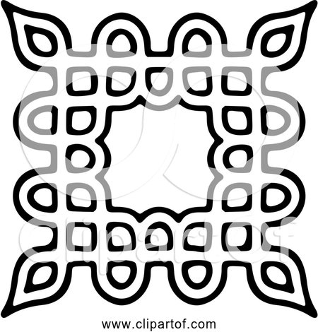 Free Clipart Of Square Design Element - Black and White Version
