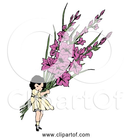 Free Clipart Of Flower Girl Carrying Gladiolus