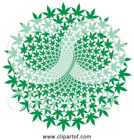Free Clipart Of Circle Marijuana Leaf Vortex Pattern - Green Silhouette Version
