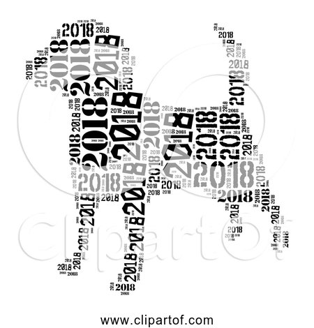 Free Clipart of 2018 Dog - Black and White Version
