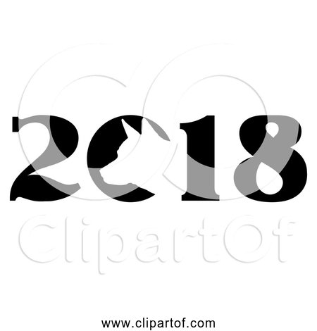 Free Clipart of Year Of The Dog 2018 - Black and White