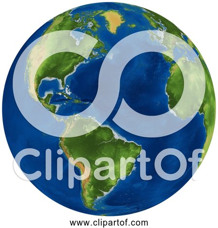 Free Clipart of a 3D Earth Globe with Clear Skies