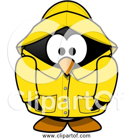 Free Clipart of Cartoon Penguin Wearing Raincoat