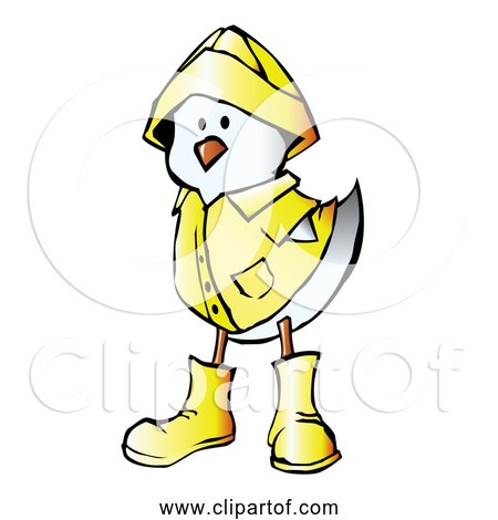 Free Clipart of White Chick Wearing Yellow Raincoat