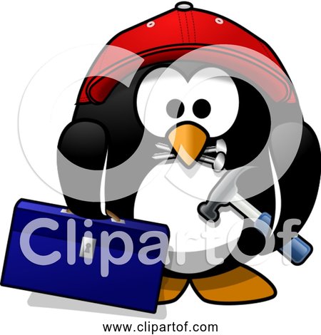 Free Clipart of a Cartoon Craftsman Penguin
