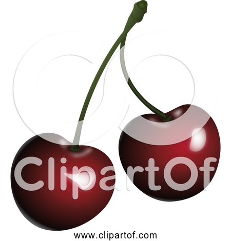Free Clipart of 2 Dark Red Cherries