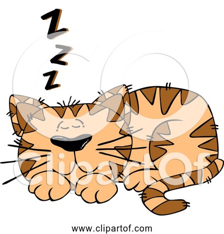 Free Clipart of Cartoon Orange Cat Sleeping
