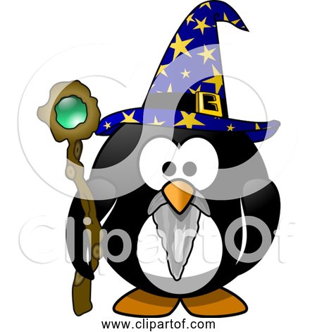 Free Clipart of a Cartoon Wizard Penguin