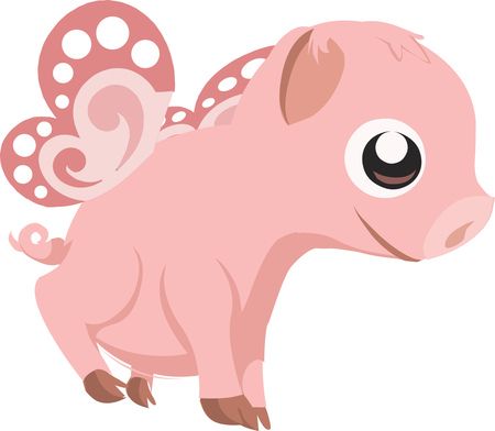 Truly Free Clipart Of A cute flying pink baby pig Royalty Free Vector Illustration