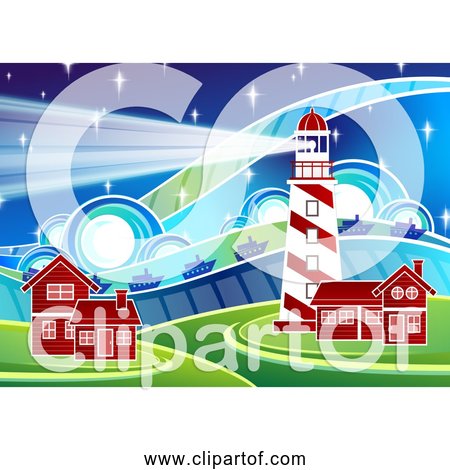 Free Clipart of Stylized Lighthouse Scenery