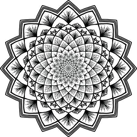 Free Clipart Of A black and white adult coloring page floral mandala