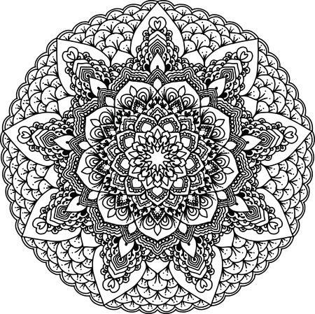Free Clipart Of A black and white adult coloring page floral mandala