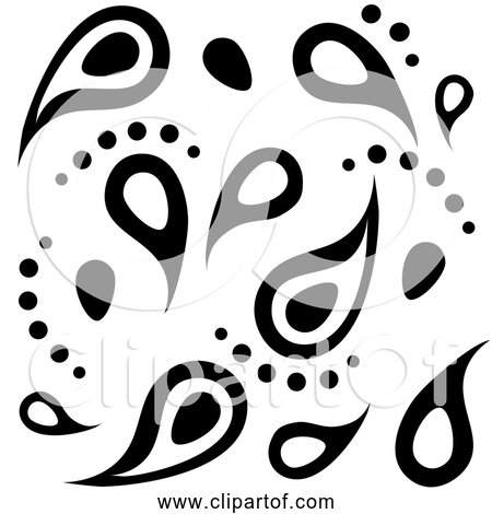 Free Clipart of Paisley Background Design - Black and White Version