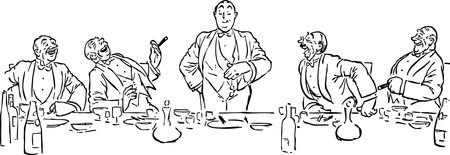 Free retro clipart illustration man giving a speech at dinner