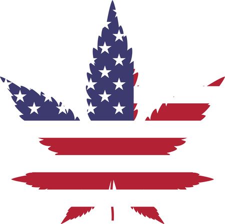 Free Clipart Of A pot leaf with an american flag pattern