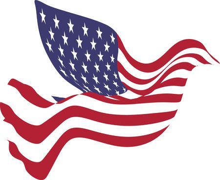 Free Clipart Of A peace dove with an american flag pattern