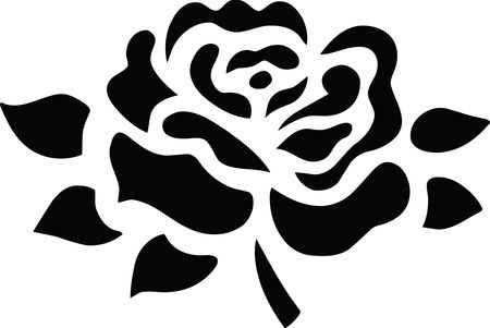 Free Clipart Of A black and white fully bloomed rose