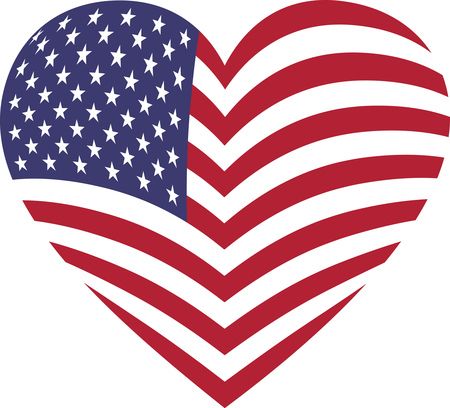 Free Clipart Of A heart with an american flag pattern