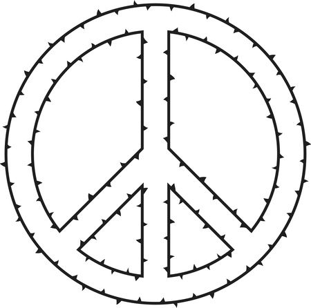 Free Clipart Of A peace symbol made of thorns