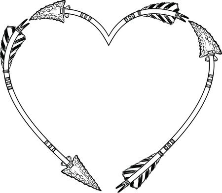 Free Clipart of a flint arrow heart shaped frame
